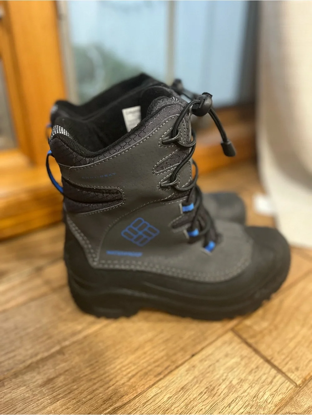 Columbia Black Kids Snow Boots with Blue Accents